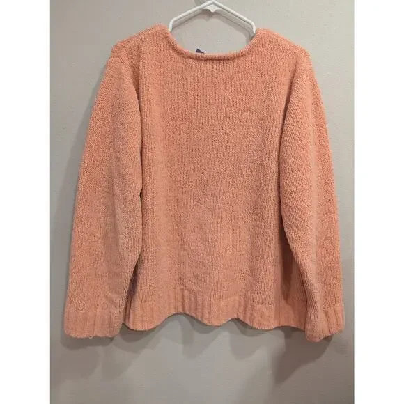 Super soft chunky knit peach colored long sleeve sweater by Crazy Horse size XL - Picture 4 of 8